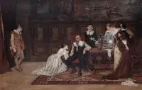 Błaganie o zgodę na mariaż, 1887 r. by Stanisław Wojciech Bergman, 1887, olej, płótno, 96, sold May 2020