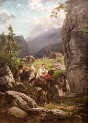 Adolf van der Venne, Wędrująca rodzina, 1898 r., 1898, olej, płótno