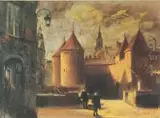 Kazimierz Furga, Barbakan warszawski, 1997 r., 1997, technika mieszana, papier, 34