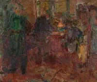 Eugeniusz Eibisch, W kawiarni, olej, płótno