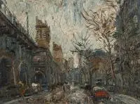 Włodzimierz Zakrzewski, Wiadukt mostu Poniatowskiego w Warszawie, 1967 r., 1967, olej, płótno