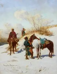Władysław Karol Szerner, Patrol kozacki, olej, deska