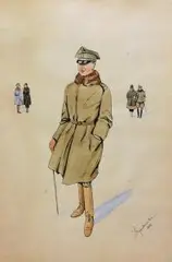 Stefan Pajączkowski, Kazimierz Grudzielski gen. Wojsk Wielkopolskich, 1919 r., 1919, akwarela, papier, 29