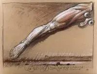 Franciszek Starowieyski, Boska noga (La jambe divine), 1988 r., 1988, pastel, papier, 49