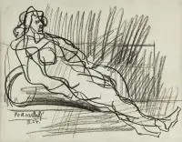 Kazimierz Podsadecki, Akt, 1954 r., 1954, ołówek, papier