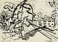 Kazimierz Podsadecki, Pejzaż, 1959 r., 1959, tusz, papier