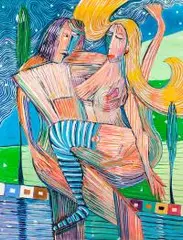Niebieska skarpeta, 2019 by Tomasz Kuran, 2019, akryl, płótno, sold Mar 2020