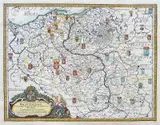 Erik J. Dahlberg, Auctior et Correctior Tabula Chorographica Regni Poloniae…, Mapa Polski, pochodząca z dzieła S. Pufendorfa „De rebus a Carolo Gustavo…”, uwzględniająca kierunek przemarszu wojsk szwedzkich, Norymberga 1696-1729 miedzioryt kolorowany w epoce, 29