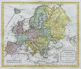 Gilles Robert de Vaugondy, L’europe, Mapa Europy, pochodząca z „Nouvel Atlas Portatif”, Paryż 1795 miedzioryt kolorowany w epoce, 25