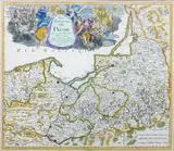 Georges Louis Le Rouge, Le Royaume de Prusse Suivant les Nouvelles Observations…, Mapa Królestwa Prus, Paryż 1772 miedzioryt kolorowany