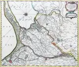 Joannes Janssonius, Tractuum Borussiae circa Gedanum et Elbingam…, Mapa Żuław Wiślanych według Olofa Hanssona Svarta, stan pierwszy, 1641 r. Mapa opracowana do celów wojskowych jesienią 1626 r., po zajęciu Żuław Wiślanych przez wojska szwedzkie. Przedstawia ujścia Wi