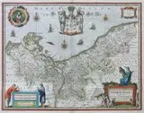 Joannes Janssonius Eilhardus Lubinus, Nova illustrissimi Ducatus Pomeraniae tabula…, Mapa Księstwa Pomorskiego, Amsterdam 1632 miedzioryt kolorowany w epoce, 38