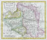 Charles-Francois Delamarche, Royaume de Pologne, divisé selon les Partages…, Mapa ziem Rzeczpospolitej, Didier Robert de Vaugondy, 1762, stan piąty, Paryż, po 1795 miedzioryt kolorowany, 25