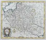 John Gibson, Poland, Mapa ziem Rzeczpospolitej, pochodząca z dzieła Thomasa Salmona „The universall traveler, or a compleat description…”, Londyn, 1750-1755 miedzioryt kolorowany, 28