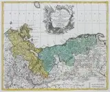 Tobias Lotter, Tabula Generalis Totius Pomeraniae tam Suecicae…, Mapa Pomorza, Augsburg 1759 miedzioryt kolorowany w epoce, 49