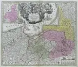 Matthäus Seutter, Borussiae Regnum sub fortissimo Tutamine…, Mapa Prus, Augsburg, po 1741 miedzioryt kolorowany w epoce