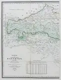 Franz Raffelsberger, Karte des Königreiches Galizien., Mapa Królestwa Galicji, pochodząca z „Erster Typometrischer Atlas”, wyd. J. Bermann & Sohn, Wiedeń 1845 litografia barwna, 46