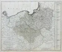 Daniel Friedrich Sotzmann, Charte vom Königreiche Preussen oder Ost-West-Süd…, Mapa Królestwa Prus, Weimar 1804 miedzioryt kolorowany liniowo w epoce