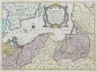 A new and accurate map of Kingdom of Prussia, Pomerania… by John Hinton, Mapa północnej Polski, części Litwy i Łotwy, Londyn, ok. 1757 miedzioryt kolorowany, miedzioryt kolorowany, sold Mar 2020
