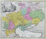 Spadkobiercy Homanna, Ukrania quae et terra cosaccorum cum vicinis Walachiae…, Mapa Ukrainy z ok. 1712 roku, stan drugi, Norymberga, po 1720 miedzioryt kolorowany
