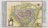 Gabriel Bodenehr, Danzig, Plan Gdańska i jego umocnień, pochodzący z dzieła „Force d’Europe…”, Augsburg, 1720-1740 miedzioryt kolorowany, 16