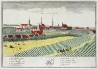 Wohlau by Friedrich Bernhard Werner, Panorama Wołowa, pochodząca z dzieła „Scenographia Urbium Silesiae”, Spadkobiercy Homanna, Norymberga 1737-1752 miedzior, sold Mar 2020
