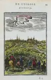 Allain Manesson-Mallet, Cracovie/ch. De Cracovie, Widoki Krakowa, pochodzące z dzieła „Description de l’Univers”, Paryż 1686 miedzioryt kolorowany, 14