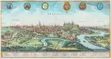 Matthäus Merian, Cracovia, Widok Krakowa, pochodzący z dzieła Johana Ludewiga Gottfieda „Neuwe archontologia cosmica…”, Frankfurt n. Menem 1638 miedzioryt kolorowany