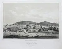 Friedrich Julius Tempeltei, Das Seebad Misdroy vom Freundschaftsberge gesehen, Widok Międzyzdrojów według H. A. Reinbotta, wyd. E. H. Schroeder, Berlin, ok. 1855 litografia tonowana, wym. widoku 22