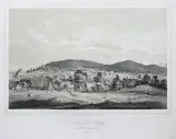 Friedrich Julius Tempeltei, Das Seebad Misdroy vom Freundschaftsberge gesehen, Widok Międzyzdrojów według H. A. Reinbotta, wyd. E. H. Schroeder, Berlin, ok. 1855 litografia tonowana, wym. widoku 22
