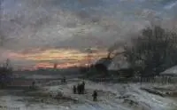 Adolf Stademann, Pejzaż zimowy, olej, płótno