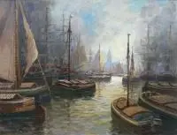 Josef Dederichs, Port, olej, płyta, 60