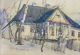 Jan Kanty Gumowski, Dworek, 1918 r., 1918, akwarela, papier