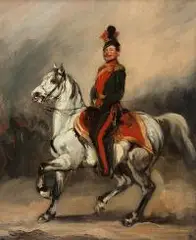 Piotr Michałowski, Huzar austriacki na koniu / Eustachy Dunin - Wąsowicz, ok. 1840 (?) r., olej, płótno