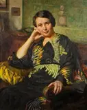 Bolesław Barbacki, Portret kobiety w kimonie, 1938 r, olej, płótno
