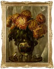 Błażej Iwanowski, Chryzantemy w japońskim wazonie, 1930 r., 1930, olej, płótno