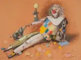 Stasys Eidrigevičius, Klaun z pieskami, 1985 r., 1985, pastel, papier