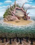 Dwa światy i jeszcze jeden, 1999 by Jacek Yerka, 1999, pastel, papier, 58, sold Jan 2020