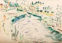 Mela Muter, Nad wodą, akwarela, papier, 33
