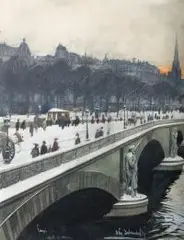 Odo Dobrowolski, Paryski most (Pont de l’Alma), ok. 1910 r., 1910, technika mieszana, papier