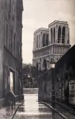 Odo Dobrowolski, Nokturn Paryski. Widok na Notre Dame, 1911 r., 1911, technika mieszana, papier
