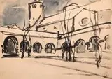 Stanislaw Noakowski, Widok na kościół, 1923 r., 1923, akwarela, papier