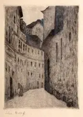 Adam Herszaft, Zaułek, akwaforta, papier
