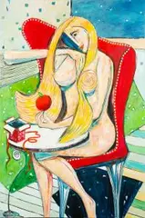 Ewa - zjeść czy nie zjeść, 2019 by Tomasz Kuran, 2019, akryl, płótno, sold Dec 2019
