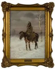 Jerzy Kossak, Kirasjer, 1935 r, olej, płyta malarska