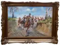 Jerzy Kossak, Ułani, 1941 r., 1941, olej, tektura
