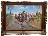 Jerzy Kossak, Ułani, 1941 r., 1941, olej, tektura