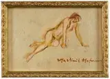 Akt by Wlastimil Hofman, olej, tektura, sold Dec 2019
