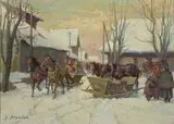 Juliusz Słabiak, Na targu, olej, płótno
