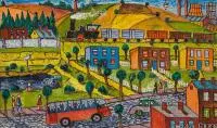 Paweł Wróbel, Miasteczko górnicze, 1976 r, akryl, płótno, 13